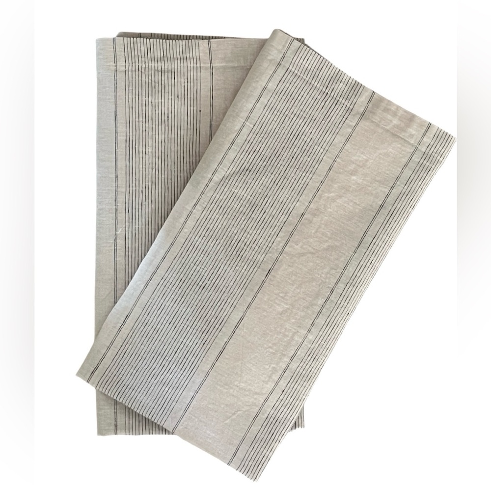 Kassatex Striped Standard Linen Pillow Shams TWO